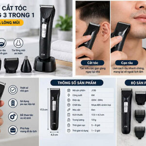 Tông đơ cắt tóc kiêm cạo râu tỉa lông mũi đa năng J136